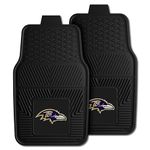 FANMATS 8755 Baltimore Ravens 2-Piece Heavy Duty Vinyl Car Mat Set, Front Row Floor Mats, All Weather Protection, Universal Fit, Deep Resevoir Design