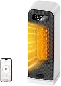 FLANUR Space Heater for Indoor Use, 1500W Portable Electric Heater with Thermostat, WiFi and APP Control, Overheat & Tip-Over Protection, 12H Timer, 4 Modes, 36dB Heater for Office Bedroom Home, White