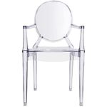 2xhome Modern Ghost Chair Armchair with Arm Transparent Polycarbonate Plastic (Clear), Single, Set of 1