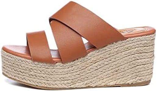 Women's Crossover-Strap Platform Heels Slip-on Sandal Slides Wedges Julie Chestnut AU Ladies 9 / AU Men 7 / EU 40