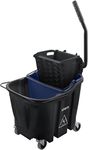 Carlisle FoodService Products OmniFit 35 QT Mop Bucket Combo: Side Press Wringer & Soiled Water Insert - Black