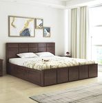 Ganpati Arts Solid Sheesham Wood Scott King Size Bed with Box Storage Wooden Double Bed Palang for Bedroom Home - Walnut Finish 1 Year Warranty