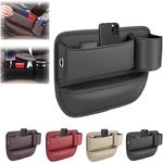 Car Seat Gap Filler Organizer,Car Seat Storage Box with Cup Holder,PU Leather Car Accessories Interior in Between Seats, Car Organizer for IPhone Wallet Cards Keys