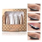 Glitter Eyeliner Liquid to Glitter Eyeshadow,Diamond Mermaid Waterproof Eyeliner,Liquid Eyeshadow 4 Coloured Eyeliner Set Quick Dry Shimmer White Silver Gold Beauty Cosmetics Makeup For Women-A