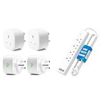meross Smart Plug WiFi Socket Works with Amazon Alexa, Google Home (4PACK) & (Updated) Smart Power Strip, Support Apple HomeKit, Alexa, Google Home, 4 AC Outlets and 4 USB Ports Wi-Fi Surge Protector