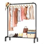 EAGETES Clothes Rail Metal Clothes Rack: Freestanding Clothes Hanging shelves for Bedroom, Black