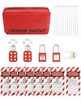 QWORK Lockout Tagout Kit with Hasps, Lockout Tags, Red Loto Locks, Two Padlocks with Keys, Electrical Lock Out Tag Out Kit for Electrical Lockout Applications