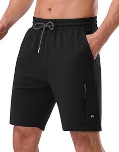 Pioneer Camp Sweat Shorts for Men 7" Inseam Cotton Athletic Casual Shorts with 4 Pockets for Gym Workout Lounge Summer Shorts(Black,L)