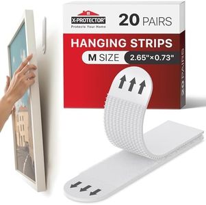 X-Protector Picture Hanging Strips - 20 Pairs Damage Free Picture Hangers - Self Adhesive Wall Hangers Without Nails - Heavy Duty Wall Hanging Strips - Wall Sticky for Hanging Up to 15 LBS (Size M)