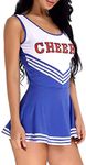 ZTie Women's School Girls Musical Party Halloween Cheerleader Costume Fancy Dress Uniform Outfit (L, Blue)