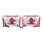 Road Warrior Mini Hockey Two Goal Combo with Shooter Tutor - Portable, Easy to Assemble, All-in-One Set with Hockey Nets, Mini Sticks, Balls & Shooter Tutors, Ideal for All Ages.