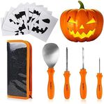 sinotron Pumpkin Carving Kit - 4 Easy Halloween Pumpkin Carving Tools Set with 10 Stencils Patterns, Professional Heavy Duty Pumpkin Carving Knife for Family Party Halloween Decorations Decor