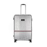 Tommy Hilfiger Twister Polycarbonate Unisex Hard Luggage Trolley Bag for Travel - 67 cms, Silver 8 Wheel Medium Size Bag