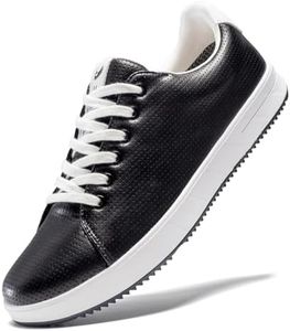 U.Ofeiy Men's Golf Shoes Professional Spikeless Leather Sneakers Non Slip Low Top Lightweight Comfort Travel Walking Shoes Black 10.5