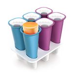 Zoku Summer Pops, 6 Squeezable Silicone Molds with Reusable Spill-Resistant Lids and Tray, BPA-Free