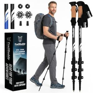 TrailBuddy Compact Trekking Poles, Collapsible Hiking Sticks, 2 Pack