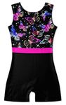 ACOCOPY Black Leotards for Girls Butterfly Splicing Gymnastics Bodysuits Sparkly Stretchy Biketards Unitard