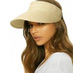PALAY® Straw Hat Sun Hats for Women Wide Brim Summer Beach Hat for Women UV Protection Cap Travel Packable Sun Visor Hat - Beige
