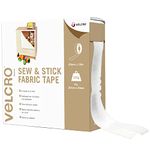 VELCRO® Brand | Sew & Stick Fabric Tape | Cut-to-Length Strong Hook & Loop Self Adhesive Sticky Tape Perfect for Crafting, Clothing Repairs & Hemming | White | 20mm x 10m