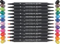 Yosoo Brush Pen Set-12/24/36/48 Colourswater Based Duel Tip Sketch Marker Pen Brush & Fine Tip Markers for Adult Colouring Book, Great Kids Markers for Colouring