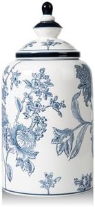 Magclay Blue and White Ginger Jar for Home Decor, Chinoiserie Vase Decor, Ceramic Decorative Jars with Lid, 12x6 Inch, Flowers and Branches