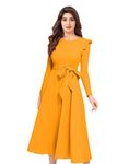 ILLI LONDON Women's A-LINE Maxi Dress (Yellow, x_l)