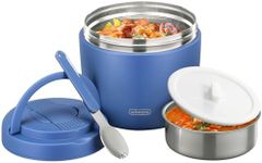 wiwens Thermo Food Jar for Hot Food Adults 32OZ Soup Thermo Lunch Containers Wide Mouth Vacuum Insulated Stainless Steel Leakproof Bento Box with Spoon (Blue)