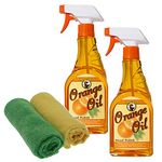 Howard Orange Oil Furniture Spray Polish ORS016 473ml x 2 and 2 Microfibre Cloths