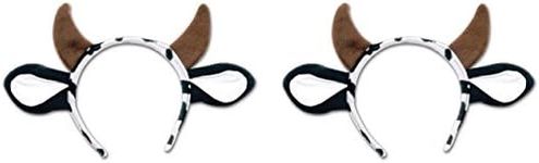 Beistle S60035AZ2 Cow Headband 2 Piece, Brown/White/Black