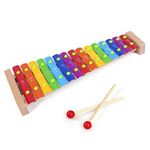 Xylophone For Kids,Baby Xylophone, Metal Wooden Knock Piano 15-Tone For Children Educational Preschool Learning, Kids' Party Favours,Musical Toy Instruments (Non-Toxic)