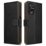 PIXFAB For Doro 8200 Leather Phone Case, Magnetic Closure Full Protection Book Folio Design, Wallet Case Cover [Card Slots] and [Kickstand] For Doro 8200 - Black