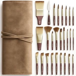 YESDEX Paint Brushes Set – 23Pcs Artist Paint Brush for Watercolor & Acrylic, Premium Paintbrush with Cloth Roll Bag & Palette Knife, Art Supplies for Gouache, Canvas, Miniature, Face Painting