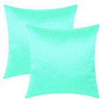 The White Petals Sea Foam Green Euro Pillow Covers (Faux Silk, Solid Color, 26x26 inch, Pack of 2)