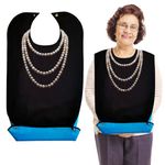 SwirlColor Adult Bibs for Elderly Washable, Clothing Protectors Waterproof and Reusable Adult Bib for Eating Adult Bibs for Women Elderly Patient with Food Catcher -Pearl (Pearl necklace)