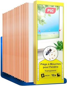 PIC- Piège à Mouche pour fenêtre – 4x4=16 pièces Anti Mouche, Attrape Mouche - Piège à Colle Non Toxique et inodore pour Attraper Les Mouches et Les Mouches des Fruits