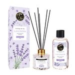 Soul & Scents Home Fragrance Lavender Reed Diffuser & Refill Combo Set | Toxin-Free | Fine-Living Fragrance | Aromatherapy | 120ml with 6 Reed Sticks & 300ml Refill Bottle