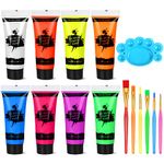 UV Glow Blacklight Neon Face and Body Paint, 8 Tubes 0.34oz Glow in the Dark Body Paints, Neon Fluorescent Glow in Dark Party Supplies (10ml)