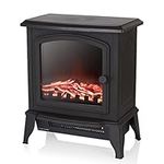 Warmlite WL46021 Mable Electric Compact Stove Fire with Adjustable Thermostat Control, Realistic LED Flame Effect, 2000W, Black