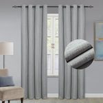 GRALI-DECOR Light Gray Grommet Curtains, Plaid Pattern Panels for Living Room/Kid's Room, Room Darkening Drapes 84" Long, 52" Wide, 2 Panels