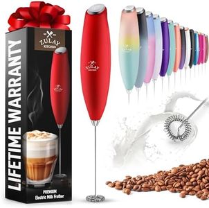Zulay Powerful Milk Frother for Coffee with Upgraded Titanium Motor - Handheld Frother Electric Whisk, Milk Foamer, Mini Mixer and Coffee Blender Frother for Frappe, Latte, Matcha, No Stand - Red