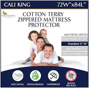 Zippered Waterproof Mattress Encasements - Hypoallergenic Mattress Protector Cover with Soft Cotton Terry Fabric Top - California King Size 72' x 84"