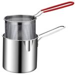 Deep Frying Pot with Strainer Basket,1200ml Stainless Steel Pan with Handle, Oil Basket French Fries Basket, Fry Pan, Deep Fryer, Food Strainer Colander, Potato Chips Rack, Chicken Fryer for Kitchen