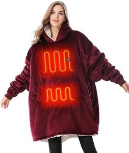 Venustas Heated Blanket Hoodie with Battery Pack, Unisex Oversized Sherpa Wearable Sweatshirt for Women & Men