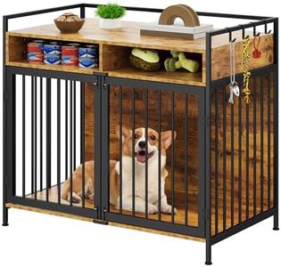 YITAHOME Dog Crate Furniture, 41" Heavy Duty Dog Kennel with 2 Drawers, Wooden Dog Crate End Table for Medium Small Medium Dogs, Rustic Brown