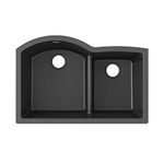 Elkay Quartz Classic ELGHU3322RBK0 Black Offset 60/40 Double Bowl Undermount Sink with Aqua Divide