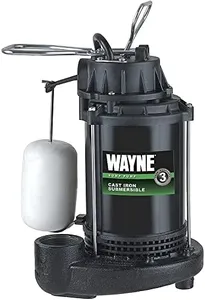 WAYNE CDU790 - 1/3 HP Submersible Cast Iron and Stainless Steel Sump Pump with Integrated Vertical Float Switch - Up to 4,600 Gallons Per Hour - Heavy Duty Basement Sump Pump, Black