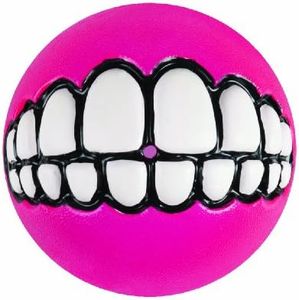 Rogz Grinz Fetch Treat Dispensing Ball Dog Toy Pink Medium