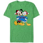 Disney Men's Mickey and Donald Christmas T-Shirt, Kel HTR, Small