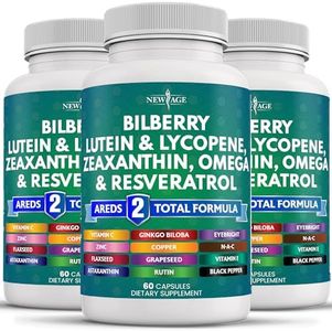 NEW AGE Eye Health Vitamins with Bilberry 6000mg Lutein & Zeaxanthin 40mg Lycopene 40mg Resveratrol 3000mg Grape Seed Extract 6000mg Astaxanthin - Eye Vitamin - 180 Count