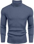 NORTHWIND Men's High Turtle Neck Cotton Slim Fit T-Shirt (New Blue, Medium)